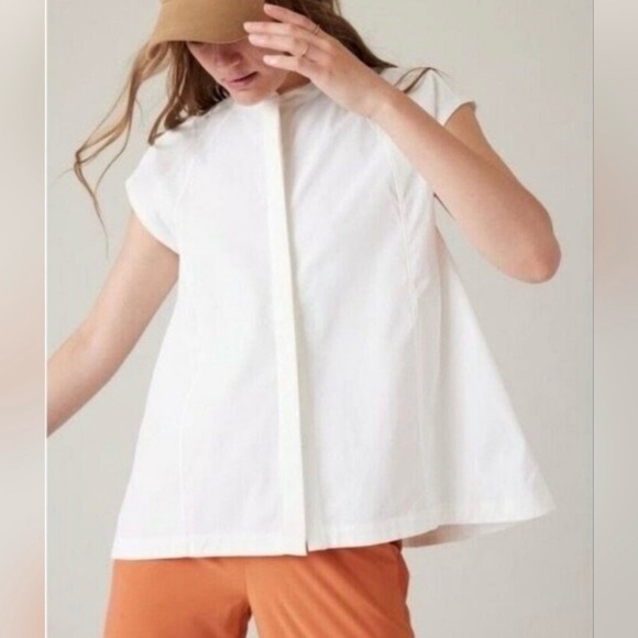 Athleta Performance Poplin Popover Top White - Picture 3 of 7